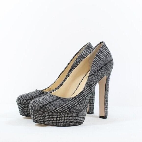 Jessica Simpson "Nellah" Platform Heel BNWT Black/White Plaid Fabric - Picture 1 of 8